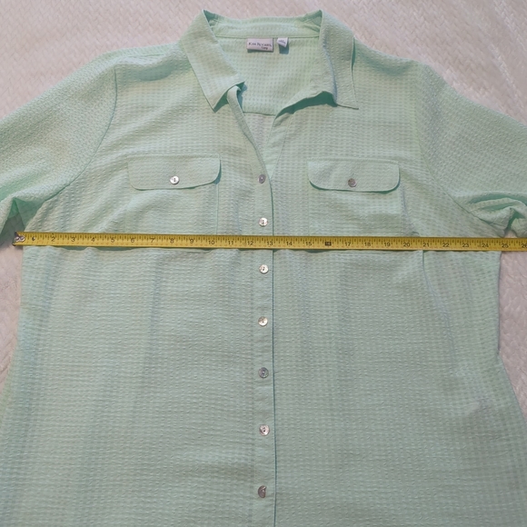 NWT Kim Rogers Curvy Blouse Shirt Button-down Green Women's Plus Size 2X - Picture 5 of 7